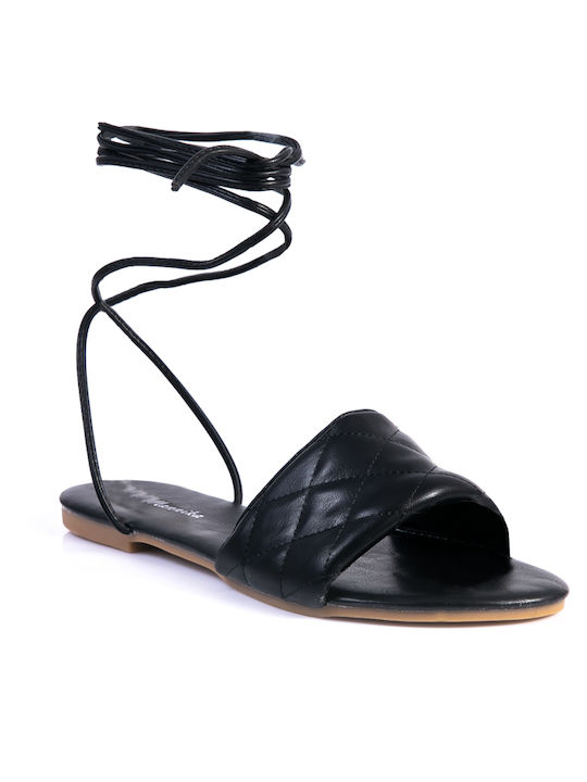 Malesa Damen Flache Sandalen in Schwarz Farbe