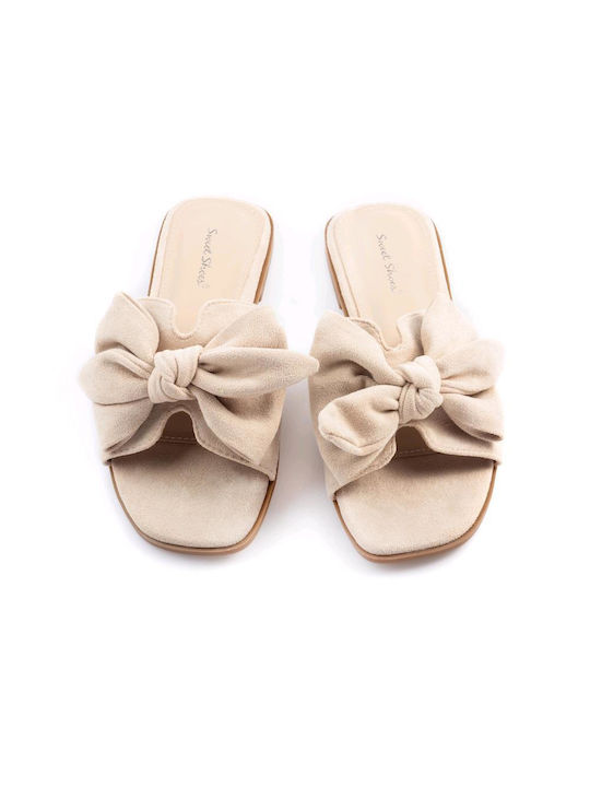 Malesa Damen Flache Sandalen in Beige Farbe