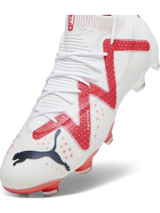 PUMA Future Ultimate Football Shoes with Cleats White / Black / Fire Orchid