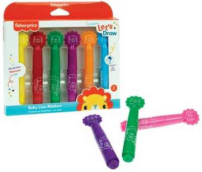 Fisher Price Lion Drawing Markers Thick Set 6 Colors 321-00008