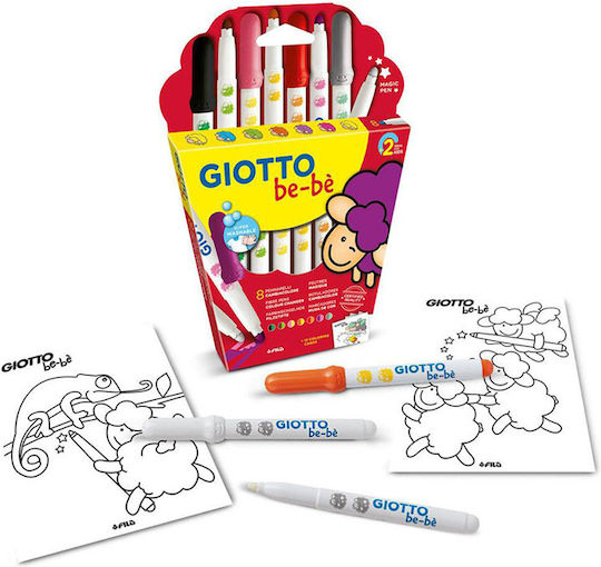 Giotto Be-be Μαρκαδόροι Ζωγραφικής 5mm Πλενόμενοι, Μαγικοί Σετ 8 χρώματα