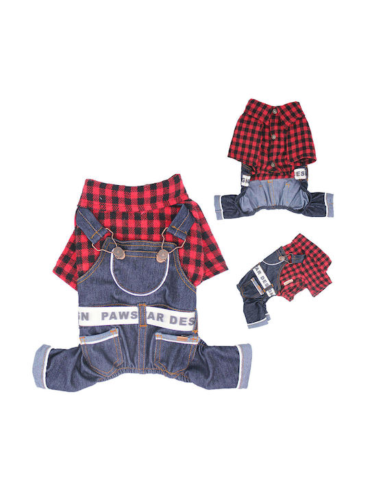 Glee Jumpsuit Denim Pan Цялостно Облекло за Кучета в Червен Цвят XLarge 38см 21929XL