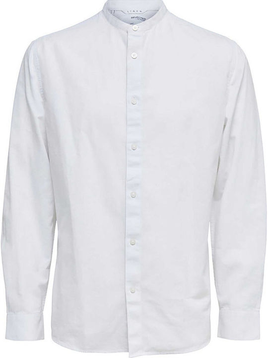 Long-sleeved Linen Shirt White