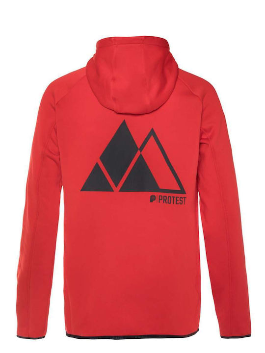 Protest Men's Sweatshirt Jacket with Hood and Pockets Red