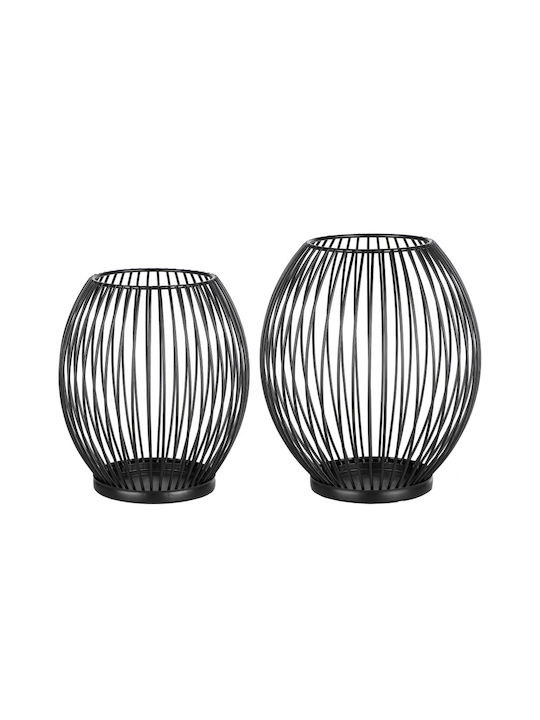 Hi Pro Set of Candle Holders Metal in Black Color 2pcs