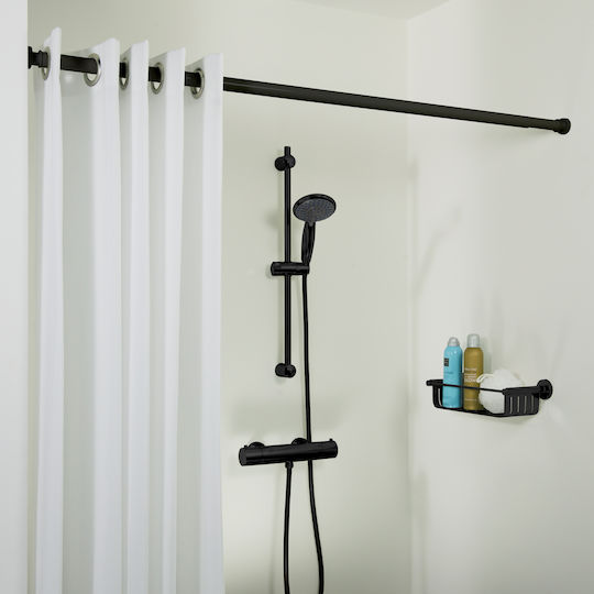 Sealskin Telescopic Straight Shower Curtain Rod Aluminium Black Ø28mm 125-220cm