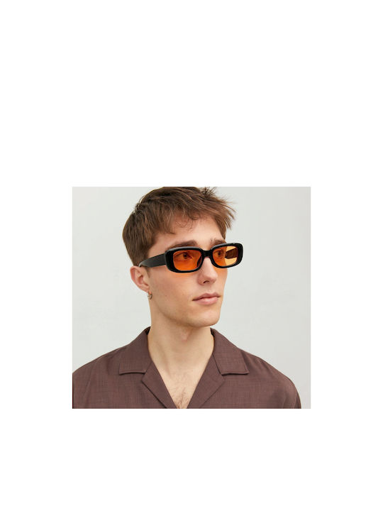 Jack & Jones Jacabel Ανδρικά Γυαλιά Ηλίου με Μαύρο Κοκκάλινο Σκελετό και Πορτοκαλί Φακό 12234706