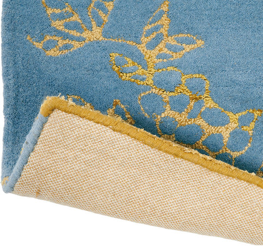 Wedgwood Tonquin Handgefertigt Teppich Rechteckig Synthetisch,Polyester/Cotton/Leather 37008 Blue