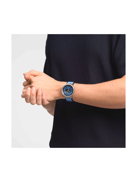 Swatch Uhr Batterie mit Blau Kautschukarmband