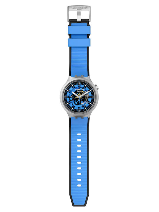Swatch Daze Ανδρικό Ρολόι 47mm Μπαταρίας με Μπλε Καουτσούκ Λουράκι