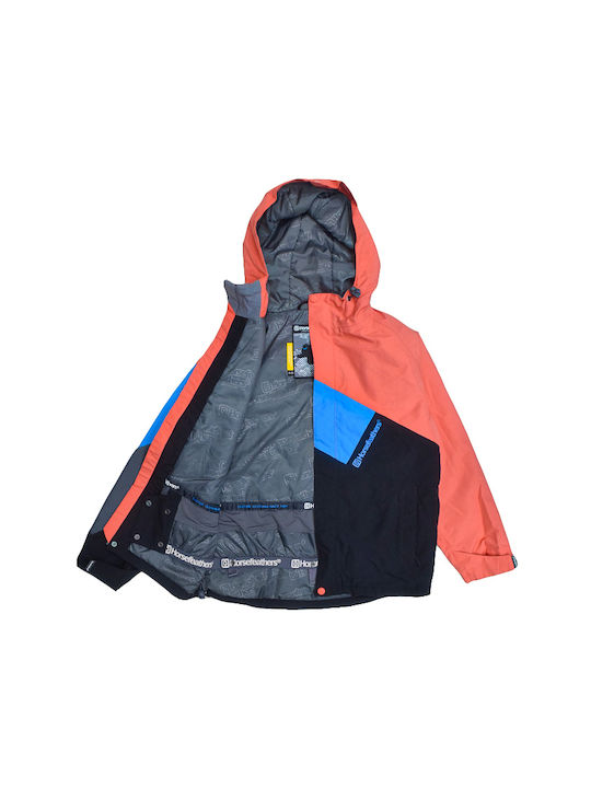 Waterproof Kids' Sports Jacket Short with Hood Multicolour