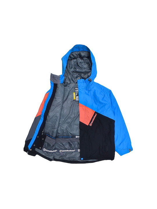 Wasserdicht Kinder Sportjacke Kurz mit Kapuze Blau