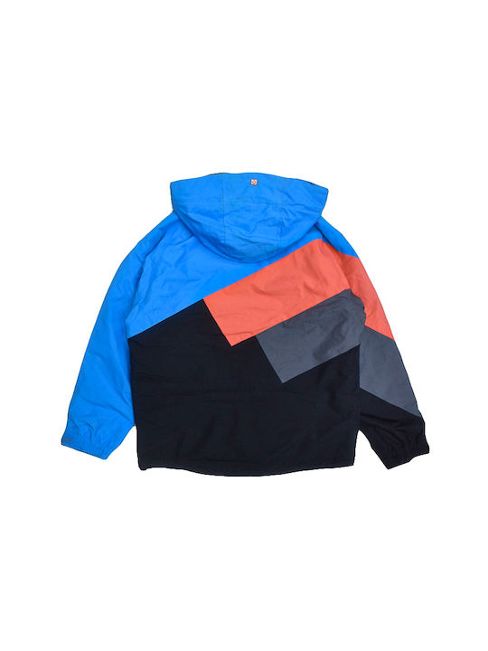 Wasserdicht Kinder Sportjacke Kurz mit Kapuze Blau