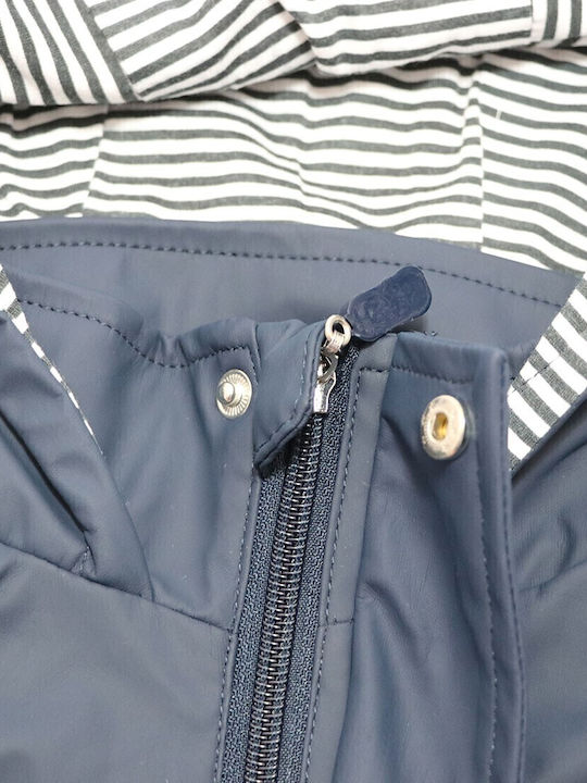 Waterproof Kids' Casual Jacket Long with Hood Navy Blue Cars
