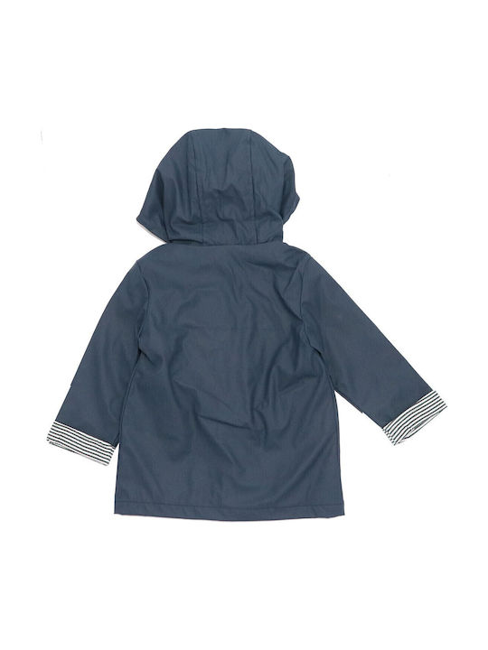 Waterproof Kids' Casual Jacket Long with Hood Navy Blue Cars