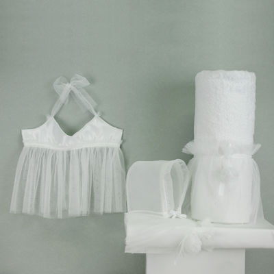 My Little Kiss Christening Oilcloths Set White Laura 6pcs