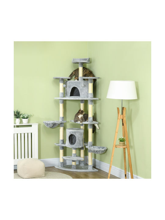 Pawhut Stâlp pentru zgâriat pisici Copaci pentru pisici Gri 60x60x200cm