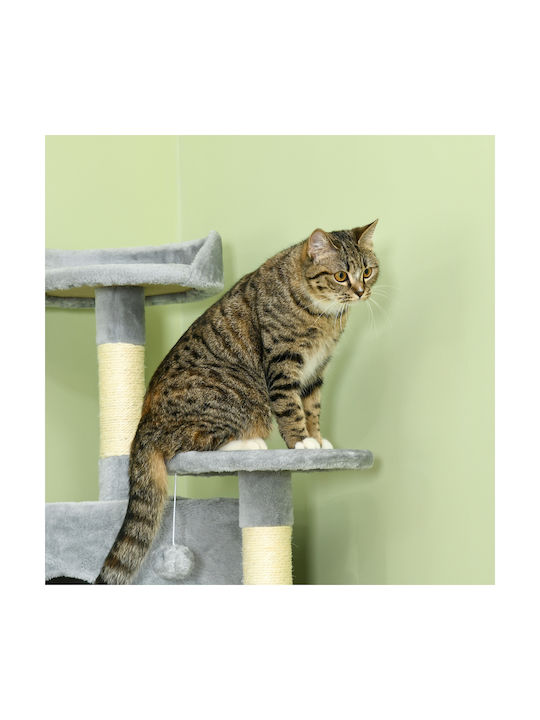 Pawhut Stâlp pentru zgâriat pisici Copaci pentru pisici Gri 60x60x200cm