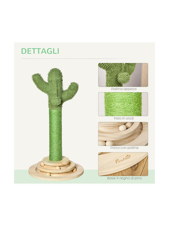 Pawhut Cactus Scratching Post Котешко драскало Полюси Зелен Подов 32x32x60см.