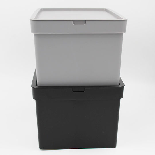 Viomes Plastic Cutie de Depozitare cu Capac Negru 35.5x25.5x22cm 1buc