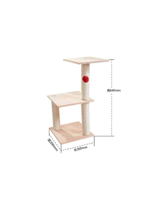 Animal Scratching Post Cat Trees Beige 3 levels 30x30x64cm