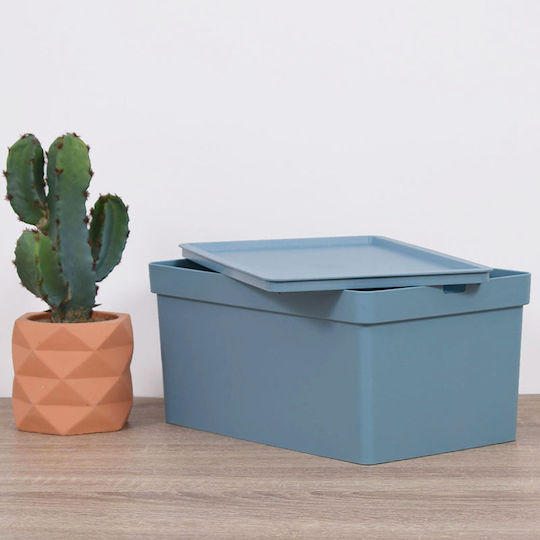 Viomes Plastic Cutie de Depozitare cu Capac Albastru 35.5x25.5x22cm 1buc
