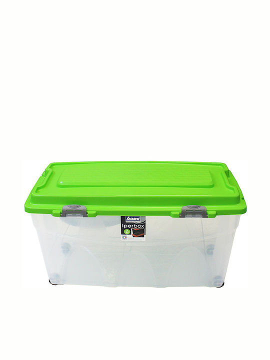 Bama Plastic Storage Box with Wheels and Lid Transparent 80x40x45cm