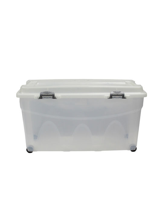 Bama Plastic Storage Box with Wheels and Lid Transparent 80x40x45cm