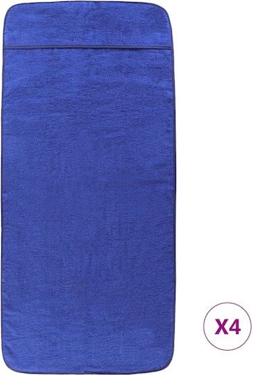 vidaXL Set 4 Hotel Face Towels 135x60 cm 400gsm Blue