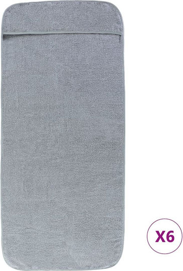 vidaXL Σετ 6 Ξενοδοχειακές Πετσέτες Προσώπου 135x60 εκ. Γκρι Βάρους 400gsm