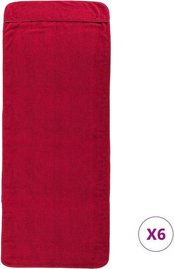 vidaXL Set 6 Hotel Face Towels 135x60 cm 400gsm Burgundy