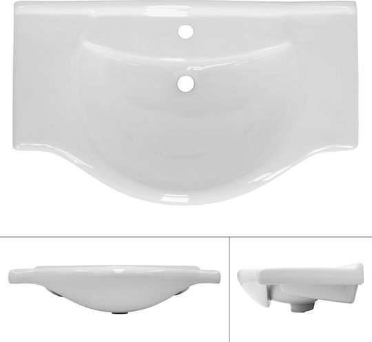 ML-Design Ένθετος / Επικαθήμενος Νιπτήρας Κεραμικός 86x51.5cm Λευκός