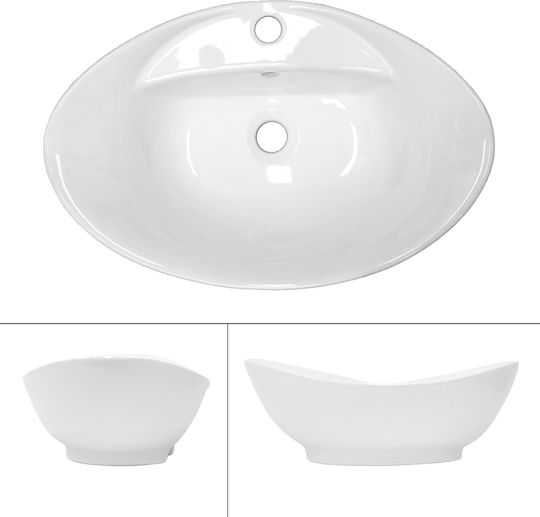 ML-Design Montat pe perete Deasupra Blatului Chiuvetă Ceramică 59x20.5x39.5cm Alb