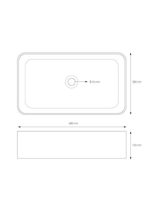 ML-Design Countertop Sink Ceramic 68x38x12cm White