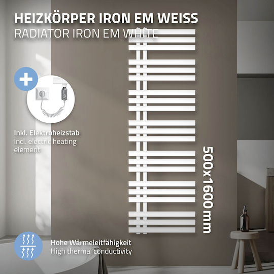 ECD Germany Iron Em Șină electrică pentru prosoape 900W 160x50cm Alb