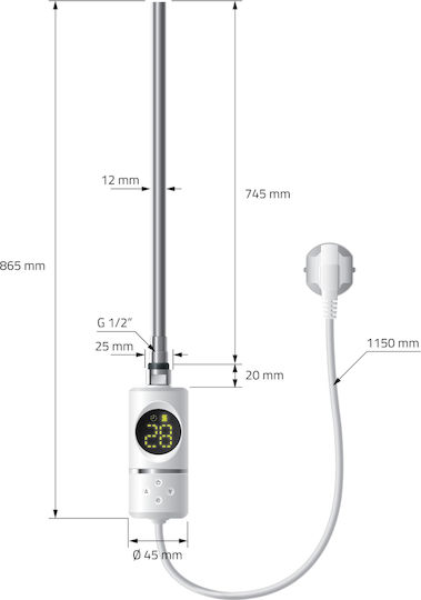 ECD Germany Електрическа закачалка за кърпи 1200W 150x40см Бяла