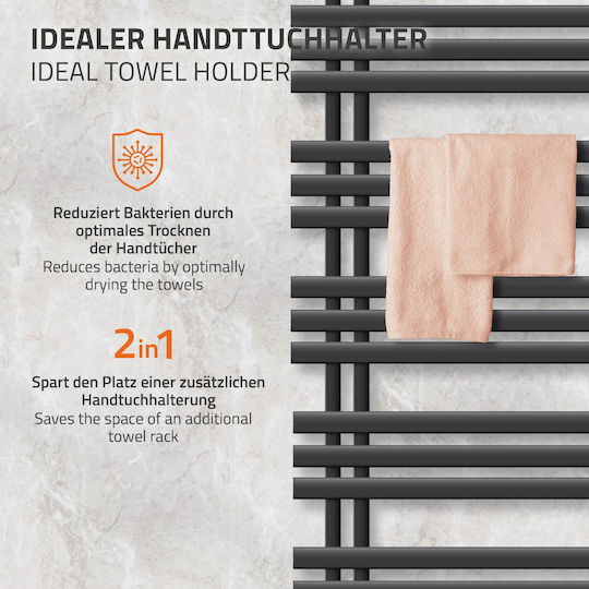 ECD Germany Iron Em Elektrischer Handtuchhalter 900W 160x60cm Gray