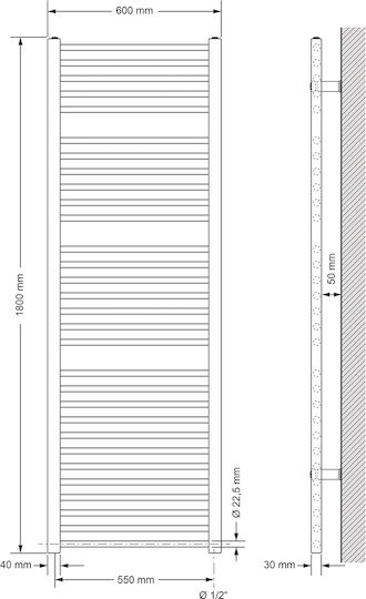 ECD Germany Ηλεκτρική Πετσετοκρεμάστρα 1200W 180x60cm Λευκή