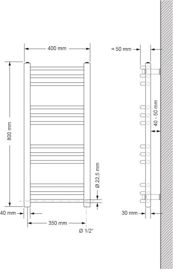 ECD Germany Ηλεκτρική Πετσετοκρεμάστρα 300W 80x40cm Γκρι