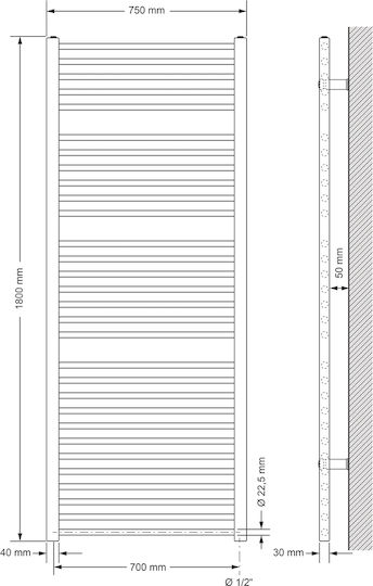 ECD Germany Șină electrică pentru prosoape 900W 180x75cm Gri