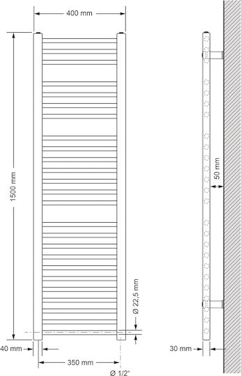 ECD Germany Elektrischer Handtuchwärmer 900W 150x40cm Gray