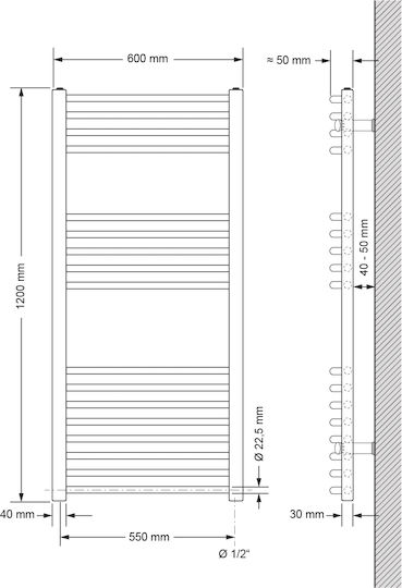 ECD Germany Luxebath Electric Towel Rail 900W 120x60cm White