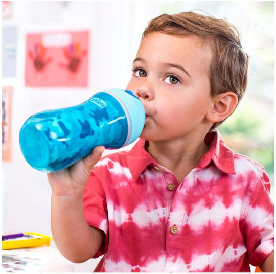 Chicco Παιδικό Ποτηράκι Sport από Σιλικόνη Μπλε 266ml για 14m+