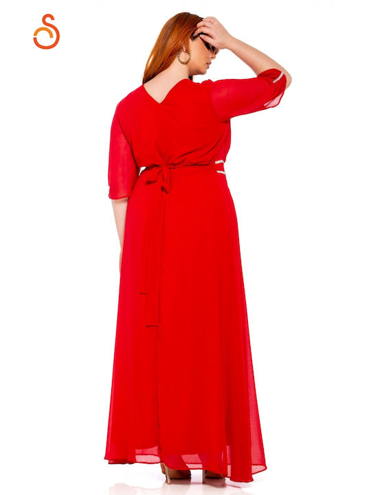 Silky Collection Summer Maxi Dress for Wedding / Baptism Red