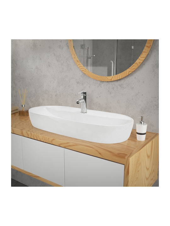 ML-Design Επικαθήμενος Νιπτήρας Κεραμικός 80x40x12cm Λευκός