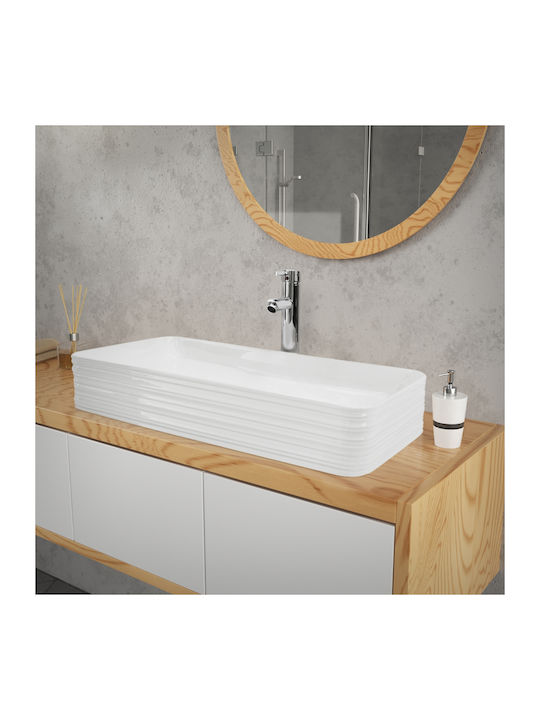 ML-Design Aufgesetztes Waschbecken Keramik 68x38x12cm Weiß