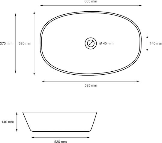 ECD Germany Countertop Sink Ceramic 60.5x38x14cm White