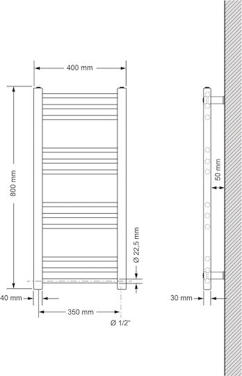 ECD Germany Sahara Electric Towel Rail 600W 80x40cm Grey