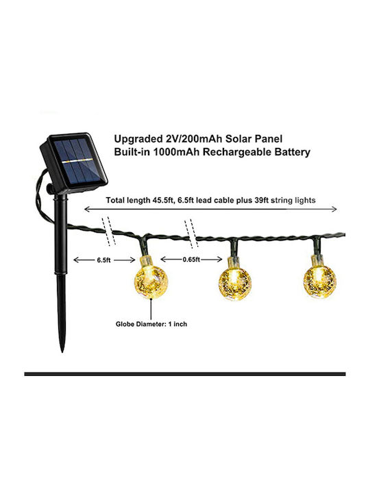 20 20 Weihnachtslichter LED Warmes Weiß Solar vom Typ Zeichenfolge