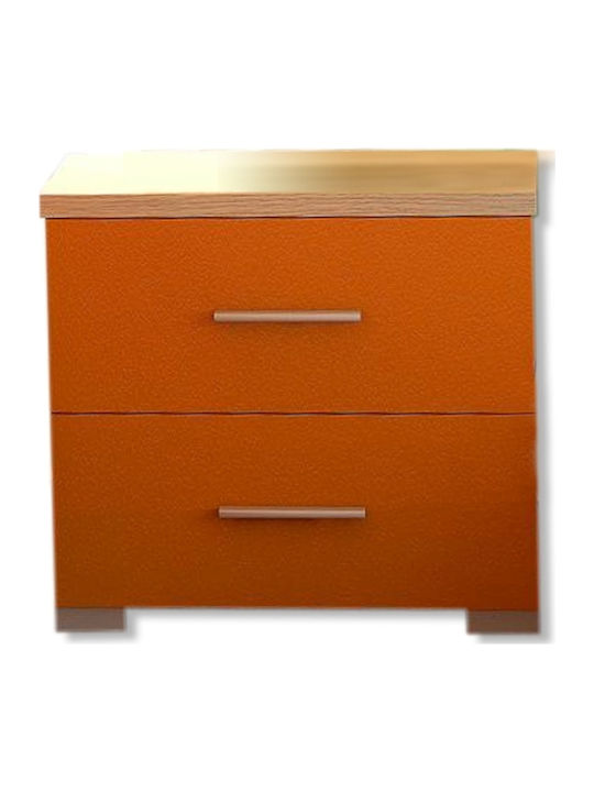 Wooden Kids Bedside Table Νο.7 Oak-Orange 50x34x48cm